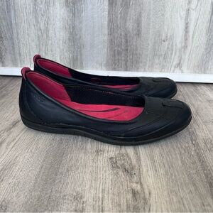 Ecco Biom Lite Ballet Flats Womens Size 40 9 Leather Pink Black Slip On Comfort